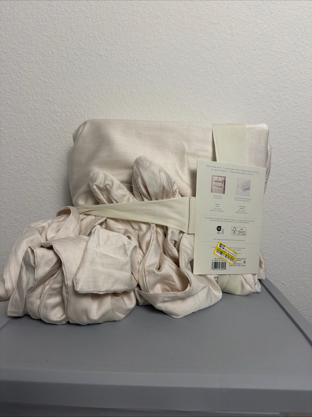 casaluna rayon from bamboo blissful duvet cover set NATURAL COLOR king NEW - Picture 4 of 5